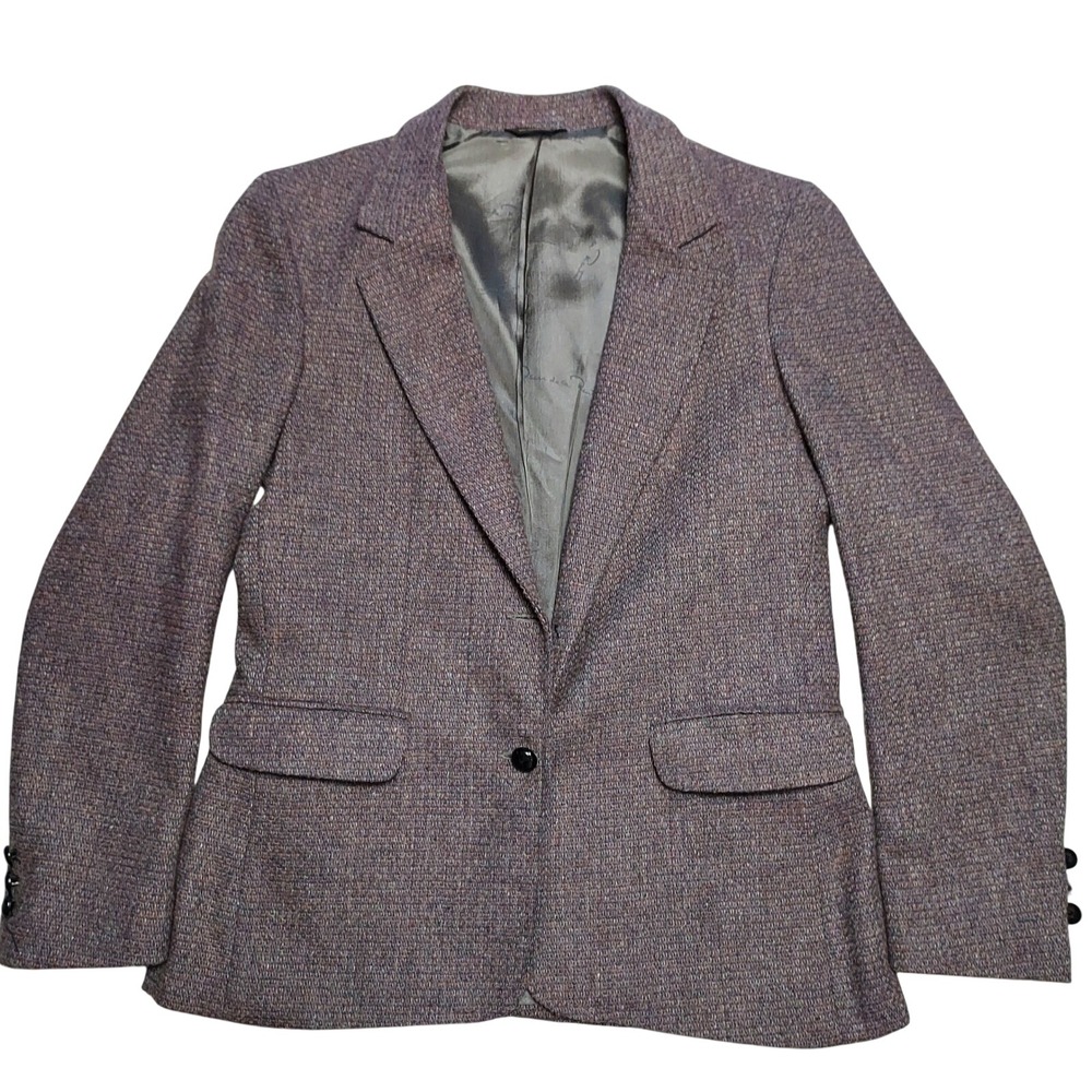 Vintage Oscar de la Renta Gray Multi Wool Tweed Blazer Jacket S Quiet Luxury